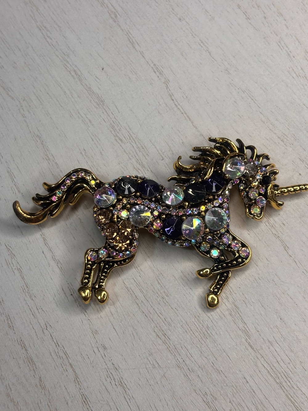 Unicorn Rhinestone Statement Brooch Pin